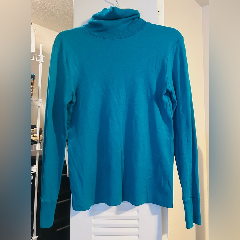 Women’s VTG Vibrant Teal Turtleneck Long Sleeve Top Size M